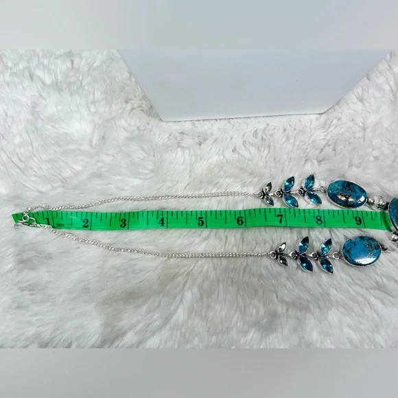 Turquoise Blue Topaz 925 Gemstone Necklace & Earrings - Picture 7 of 10
